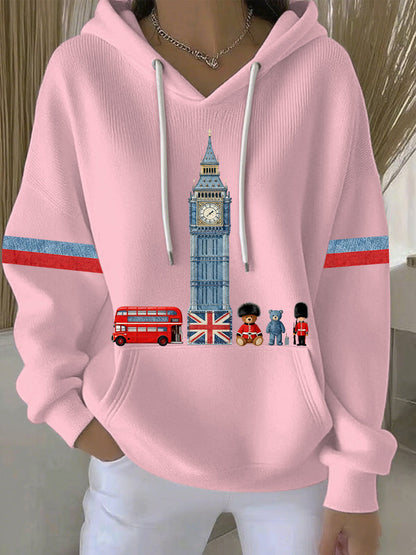 Women's British style Print Casual Hoodie