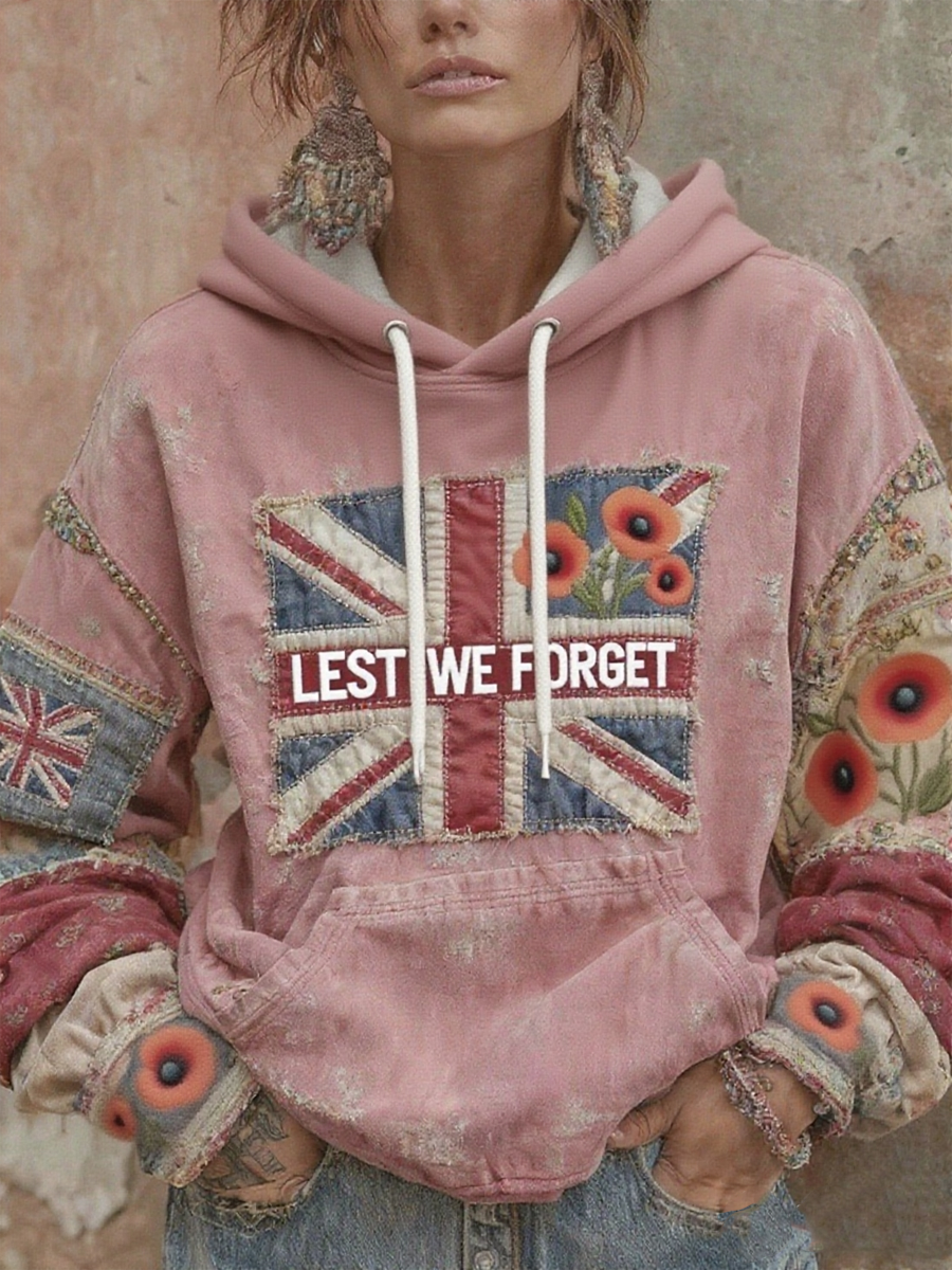 Women's British Remembrance Day poppy print hoodie