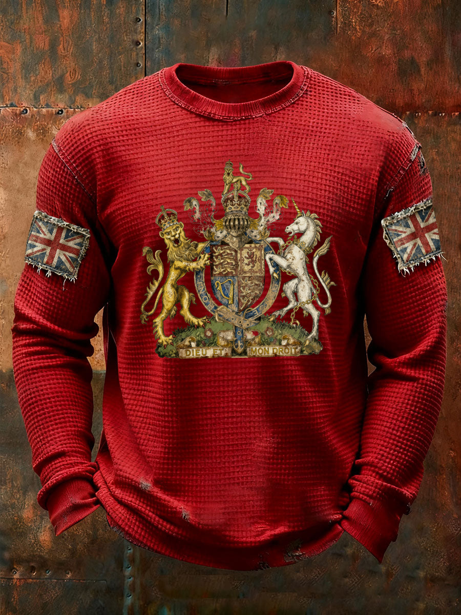 Men's UK Flag Waffle Long Sleeve T-Shirt
