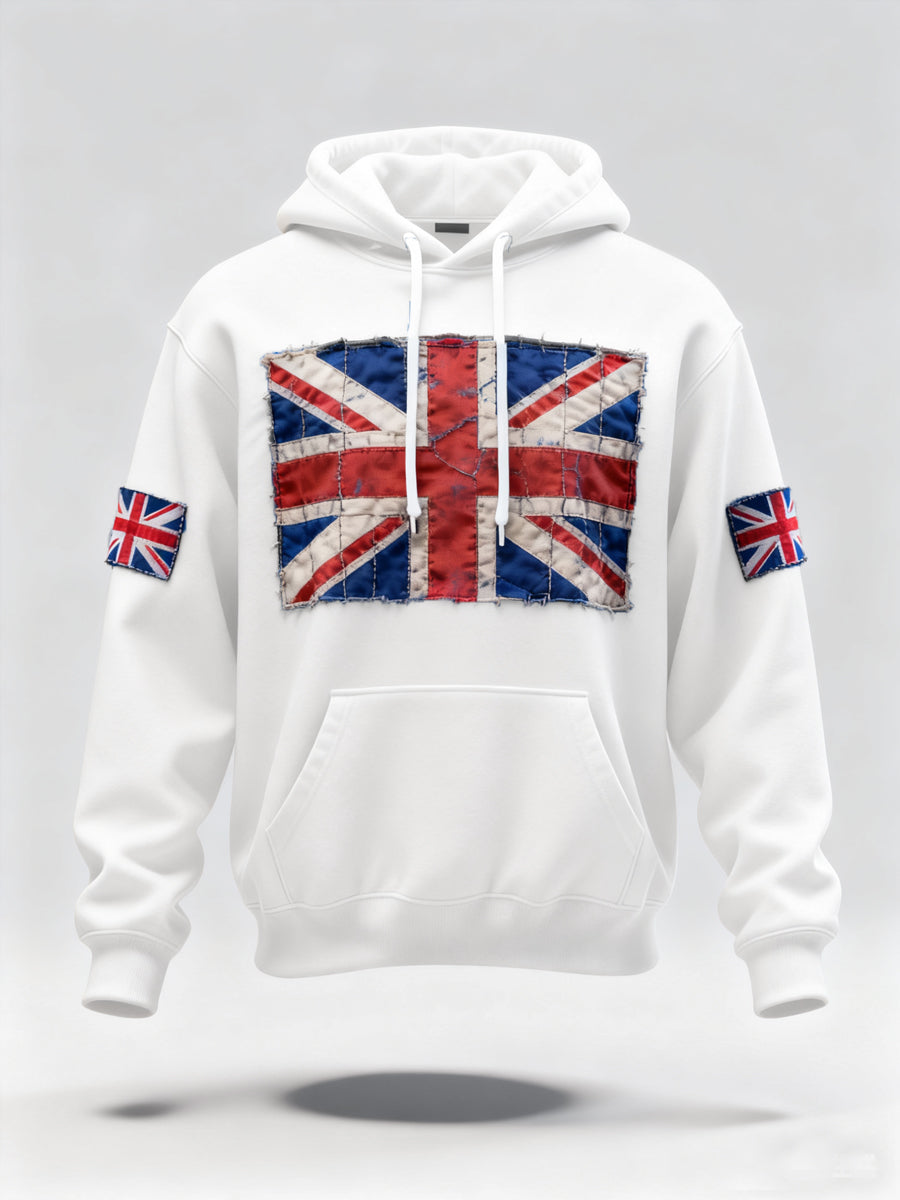 Men's Vintage UK Flag Print Casual Hoodie