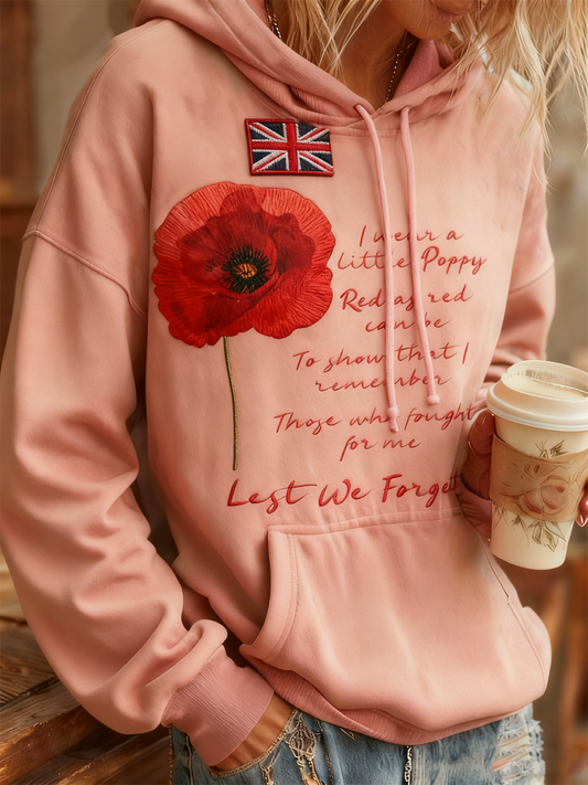 Women's Remembrance Day poppy flower hoodie