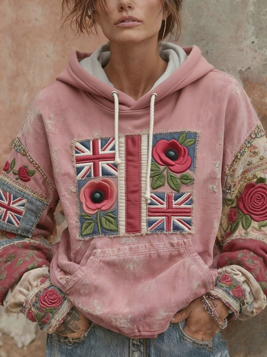 Women's Remembrance Day poppy flower hoodie