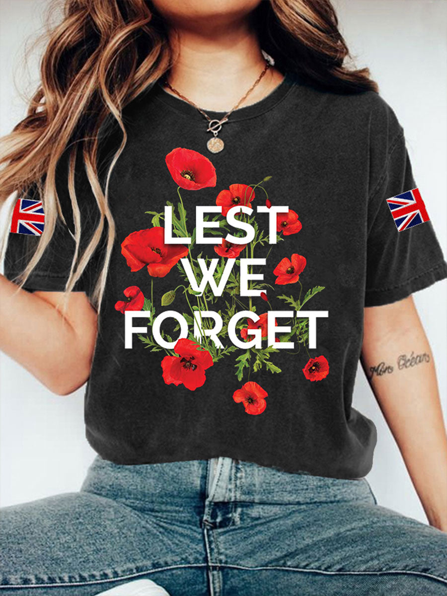 Women's Remembrance Day Lest We Forget Short Sleeve T-Shirt