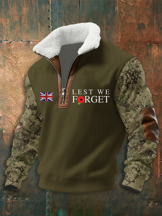 Men's Remembrance Day Lest We Forget aggy Zip-up Hoodie