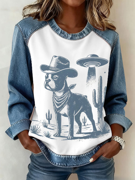 Women's Western Boston Terrier Sweatshirts