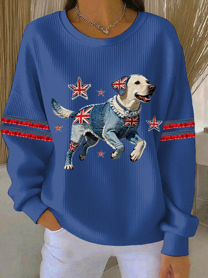 Women's British Style Labrador  Print Casual Sweatshirt