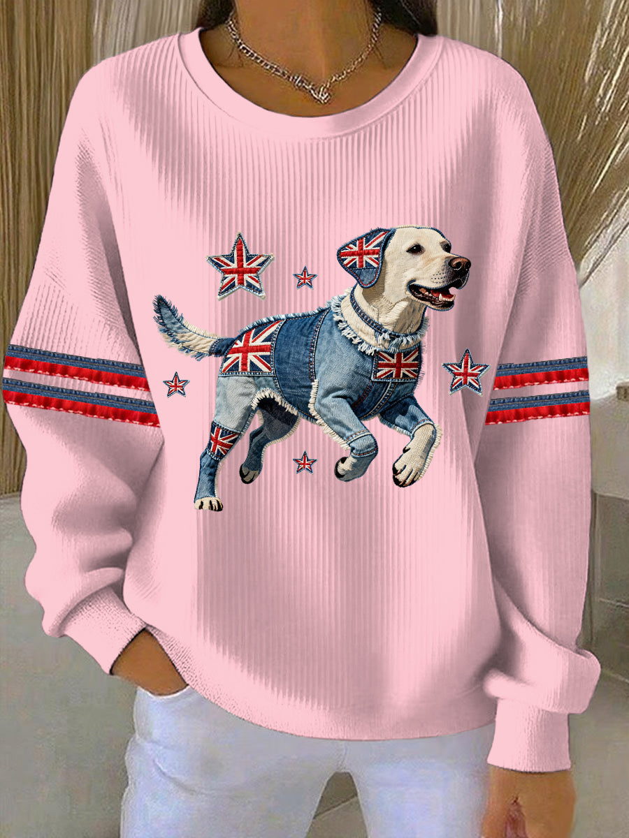 Women's British Style Labrador  Print Casual Sweatshirt
