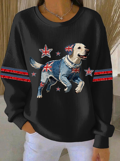 Women's British Style Labrador  Print Casual Sweatshirt