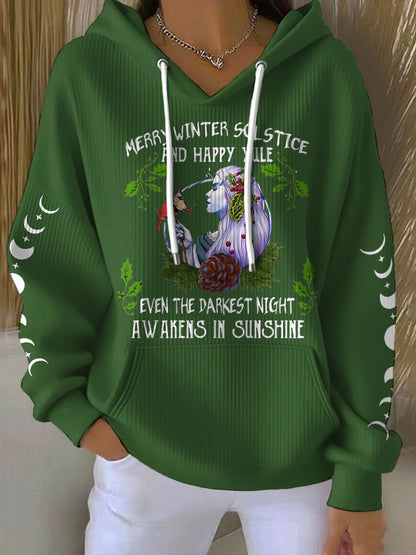 Women's UK Yule Stonehenge Happy Solstice Printed Hoodie