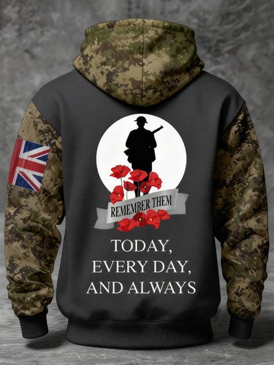 Men's 11th November Remembrance Day LEST WE'S FORGET Poppy Remembrance Hoodie