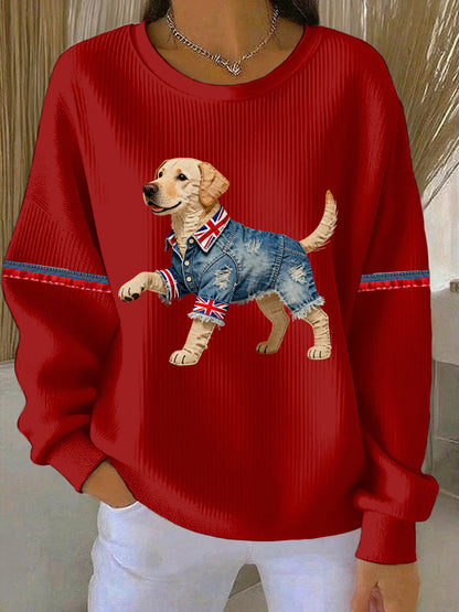 Women's British Style Labrador  Print Casual Sweatshirt