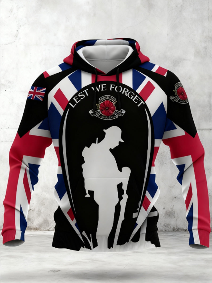 Men's Remembrance Day UK army flag Hoodie