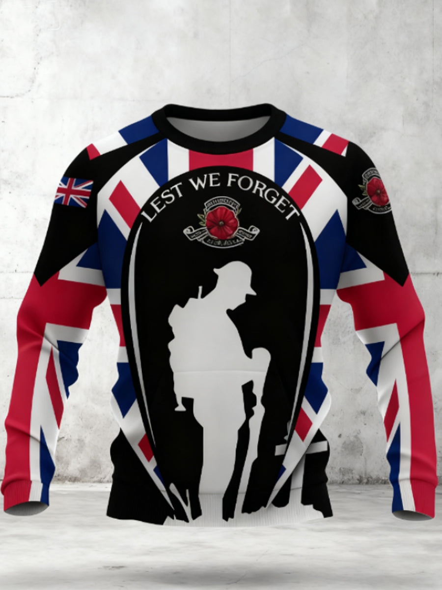 Men's Remembrance Day UK army flag Crew Neck Sweatshirt