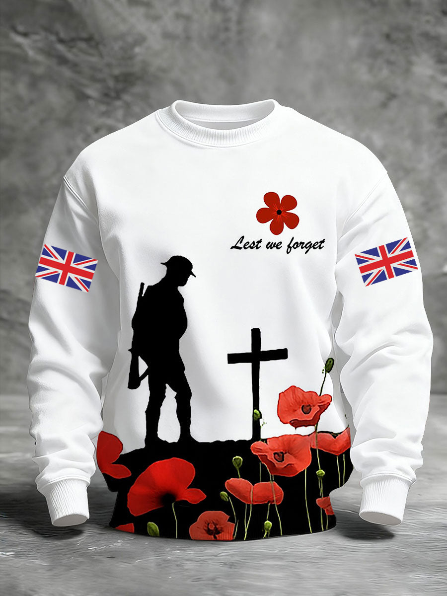 Men's Remembrance Day Lest We Forget Printed Sweatshirt
