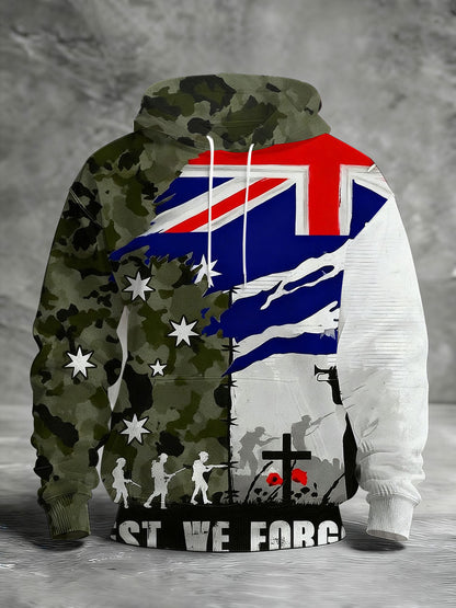 Men's Remembrance Day Lest We Forget Printed Hoodie