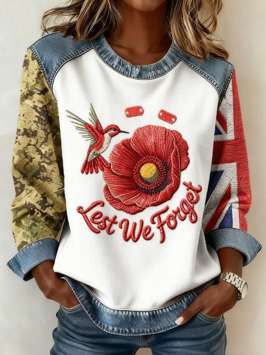 Women's 11th November Remembrance Day LEST WE'S FORGET Poppy Remembrance Sweatshirt