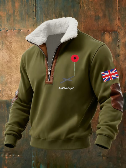 Men's Lest We Forget Printed baggy zip-up hoodie