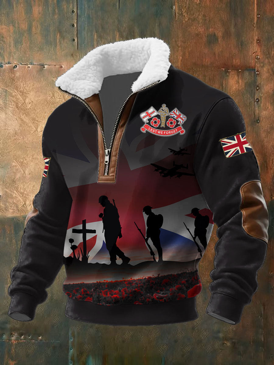 Men's Remembrance Day Lest We Forget Baggy Zip-up Hoodie