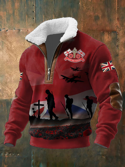 Men's Remembrance Day Lest We Forget Baggy Zip-up Hoodie