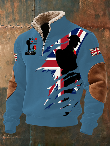 Men's Remembrance Day Lest We Forget  Baggy Zip-up Hoodie