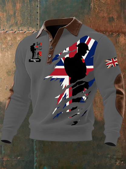 Men's Remembrance Day Lest We Forget Buttoned Top