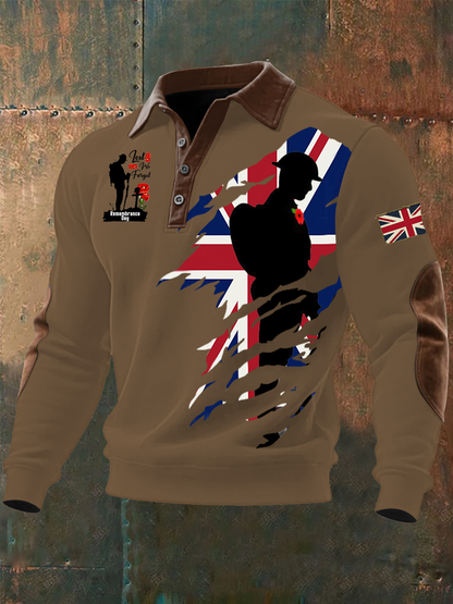 Men's Remembrance Day Lest We Forget Buttoned Top