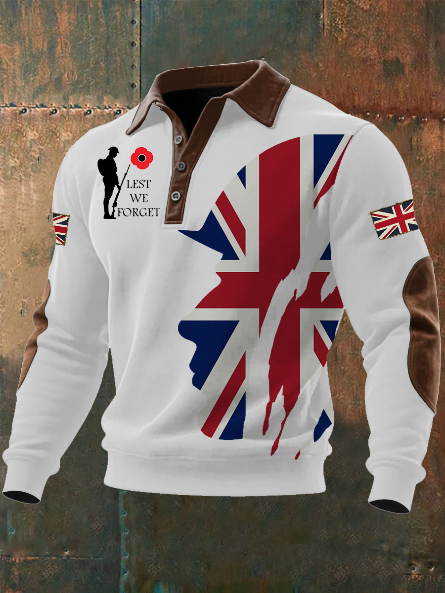 Men's Remembrance Day Lest We Forget Buttoned Top