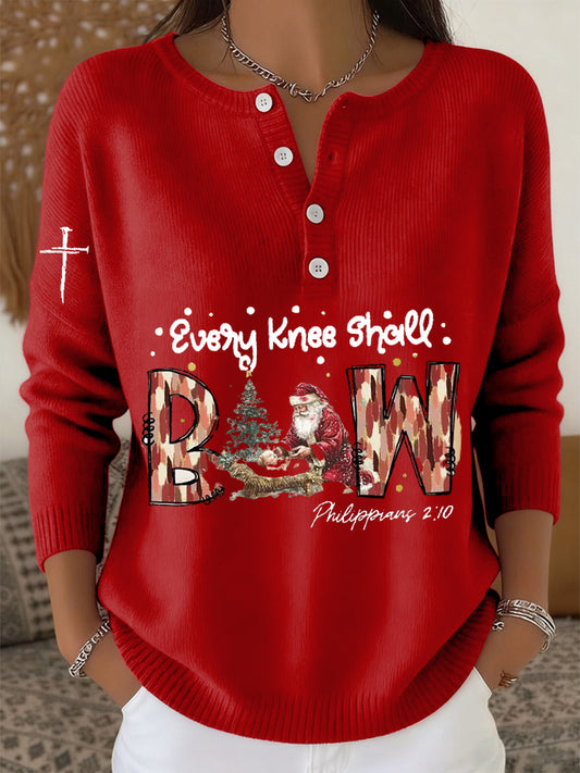 Women's Retro Faith Christmas Print Long-sleeve Sweater
