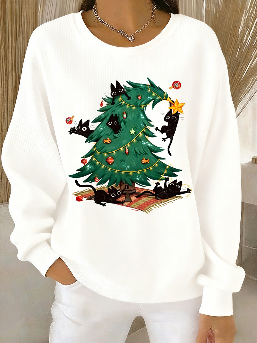 Women's Christmas Animal Art Print Sweatshirt