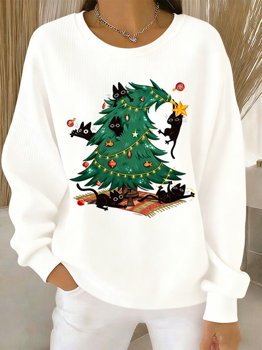Women's Christmas Animal Art Print Sweatshirt