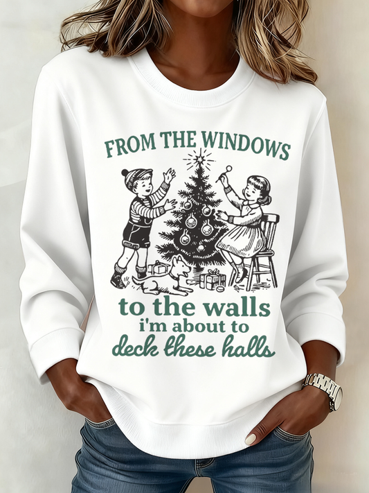 Women's Funny Christmas Printed Sweatshirt