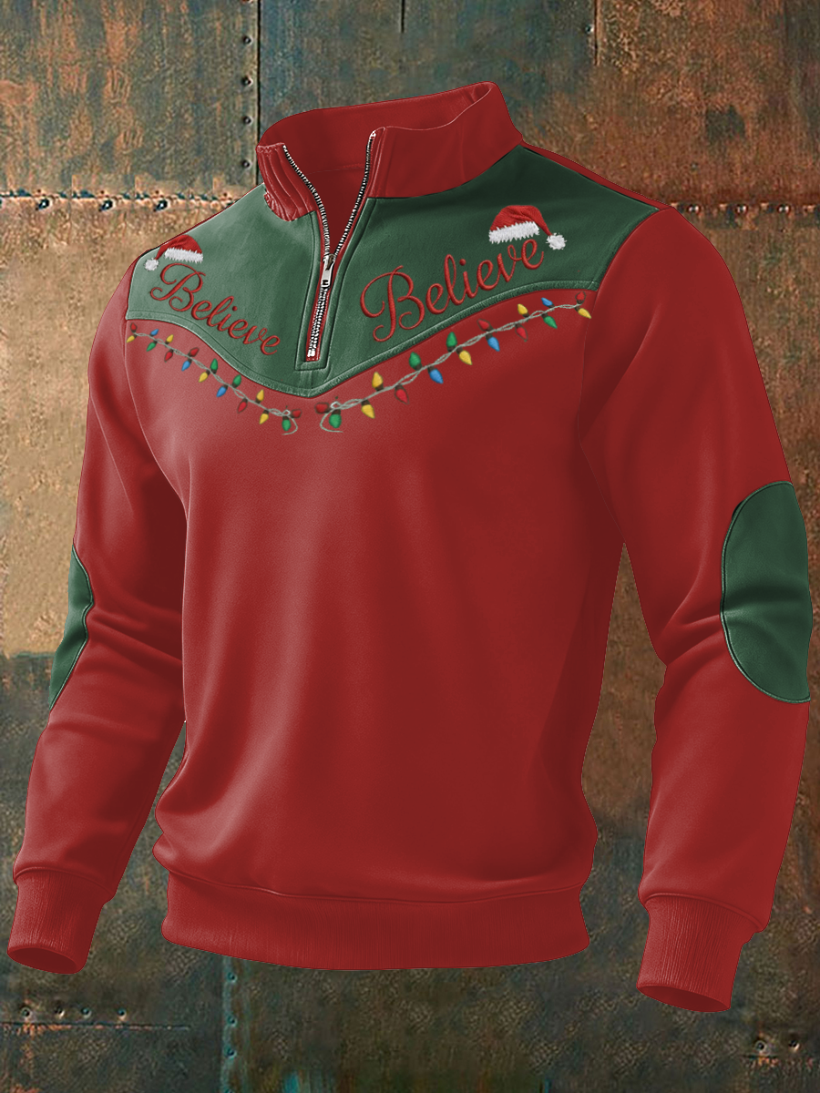 Men's Funny Christmas Believe Printed Sweatshirt