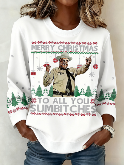 Women's Funny Christmas Printed Sweatshirt