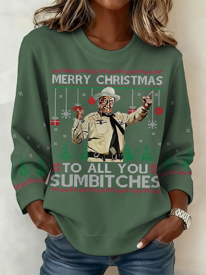 Women's Funny Christmas Printed Sweatshirt