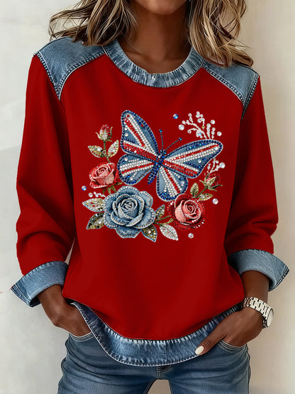 Women's British Style Pattern Patchwork Art Sweatshirt