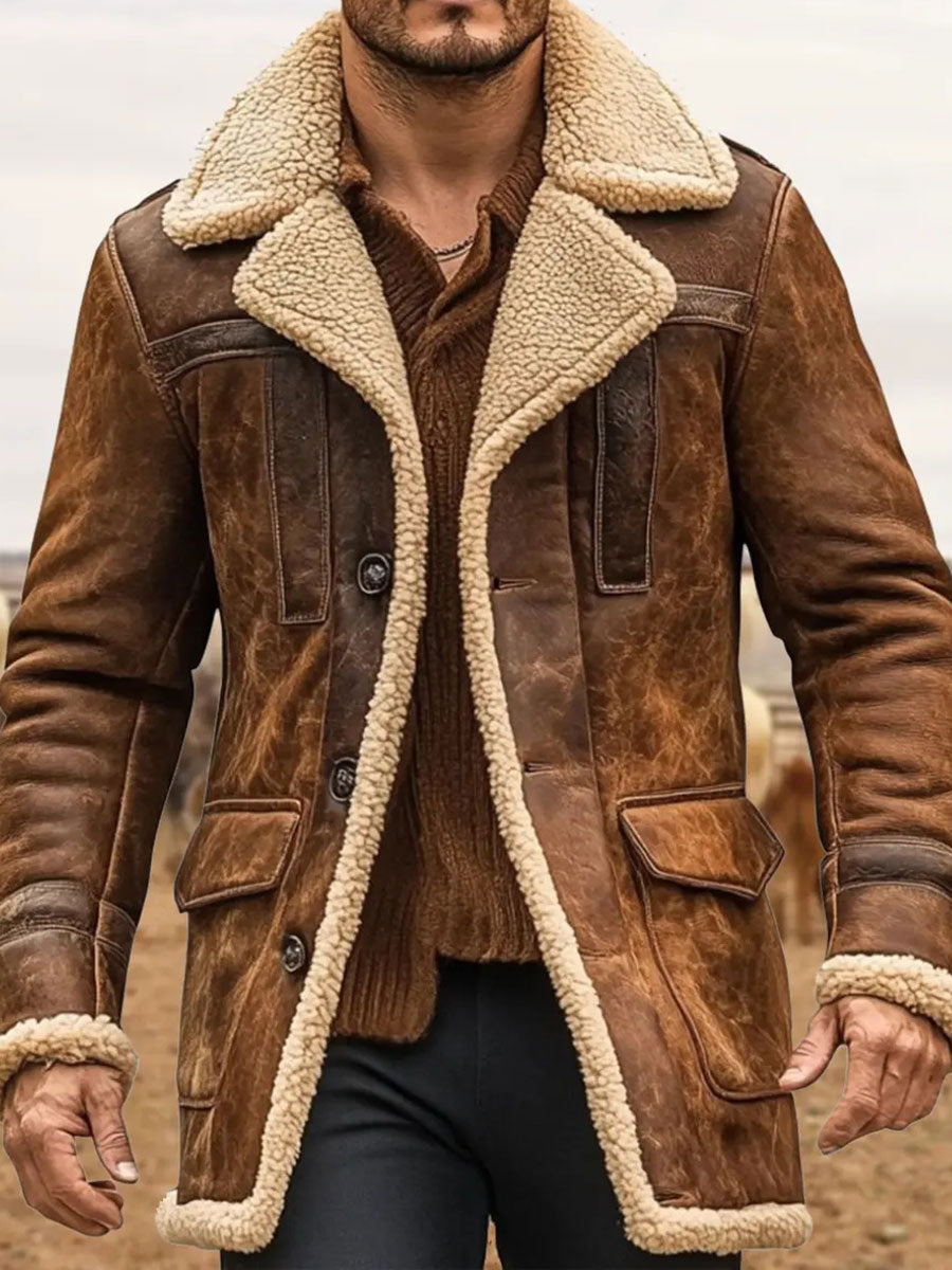 Men's Retro Plush Pocket Casual Jacket