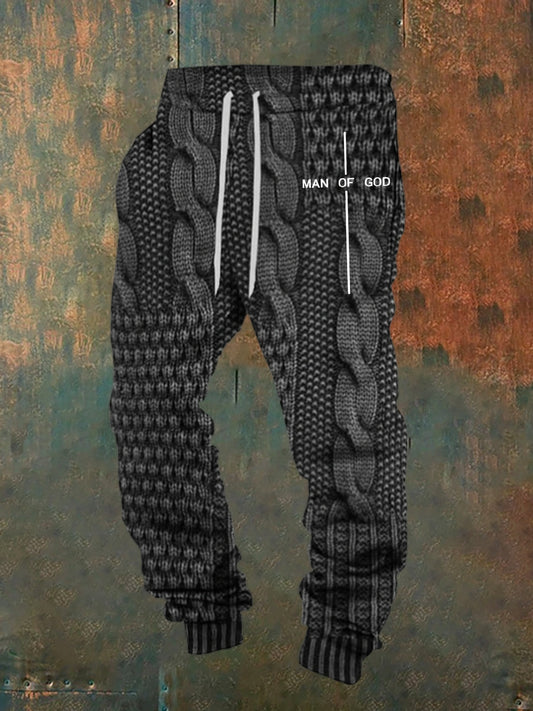 Men's Retro Faith Print Loose Casual Pants