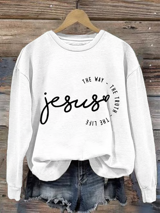 Women's Jesus The Way The Truth The Life Print Long Sleeve Sweatshirt