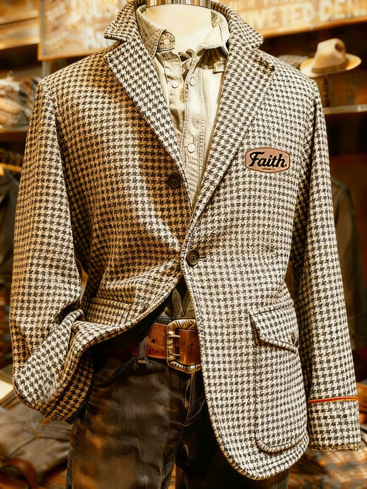Men's Faith Houndstooth Print Casual Jacket
