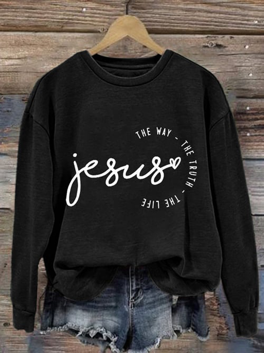 Women's Jesus The Way The Truth The Life Print Long Sleeve Sweatshirt
