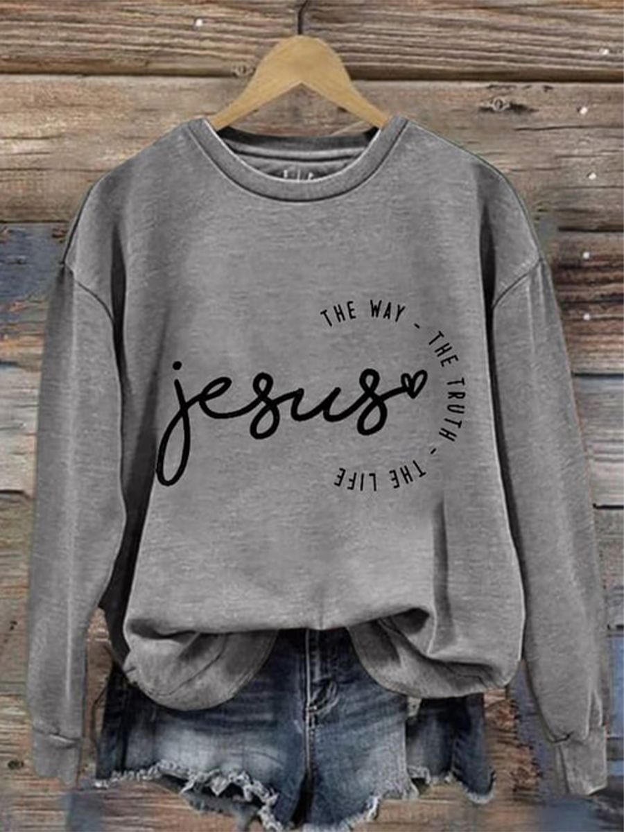 Women's Jesus The Way The Truth The Life Print Long Sleeve Sweatshirt