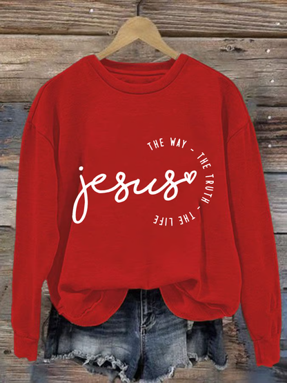 Women's Jesus The Way The Truth The Life Print Long Sleeve Sweatshirt
