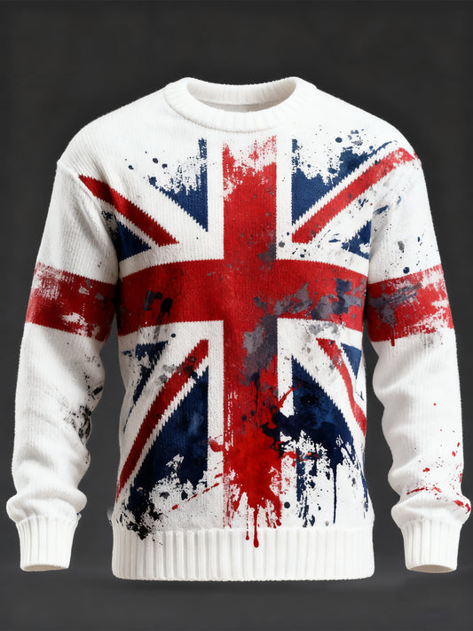 Men's British Flag Printed Casual imitation sweater