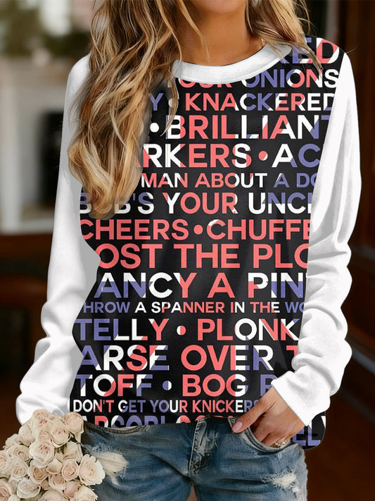 Women's Long-Sleeved Pullover with British flag Design