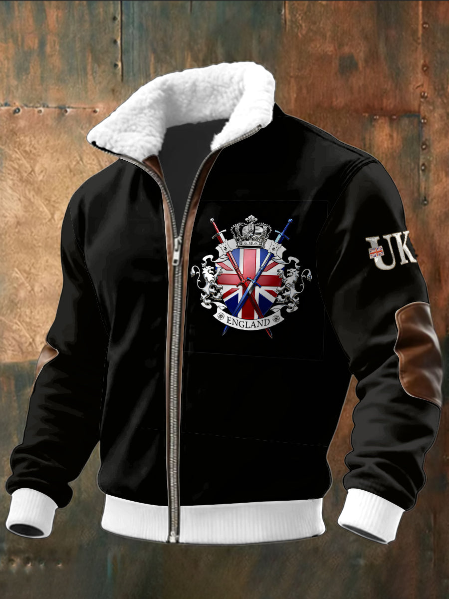 Men's British Flag Black Stand Collar Jacket