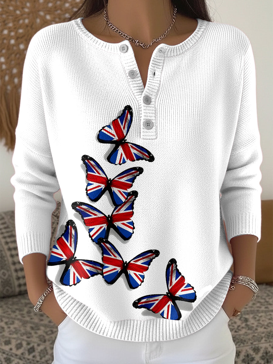 Women's British Flag Print Casual Sweater