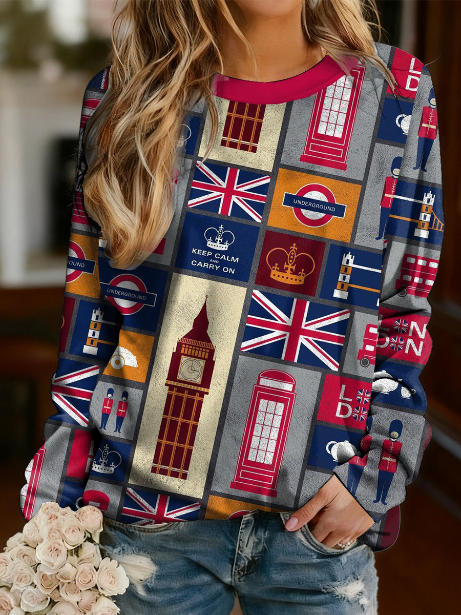 Women's British Flag Print Casual Long-Sleeved Shirt