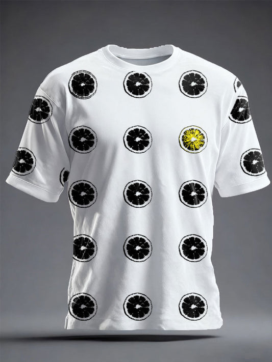 Unisex Lemon Roses Music Lover Printed T-shirt