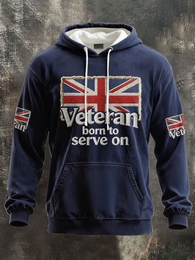 Men's UK Flag Veteran Printed Hoodie