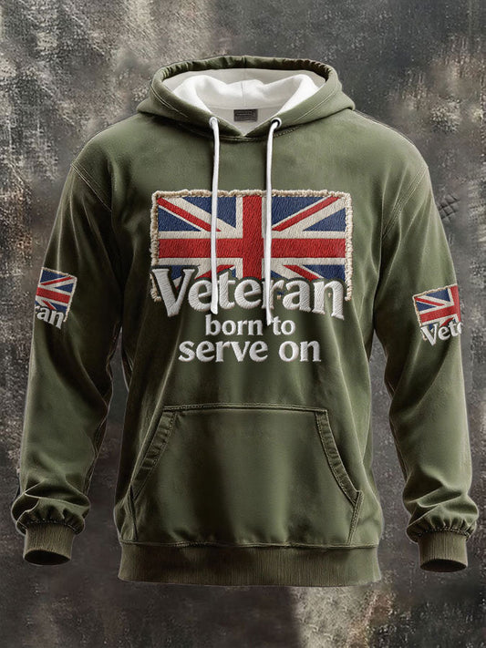 Men's UK Flag Veteran Printed Hoodie